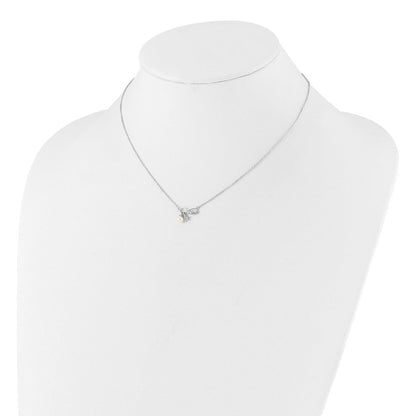 Sterlingsilber Rhodiniert Zirkonia 4mm Fwc Perle Liebe Unendlichkeit mit 2 Zoll Verlängerung Halskette