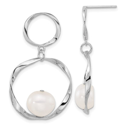 Sterlingsilber Rhodiniert 10-11mm Fwc Perle mit 1.75 Zoll Neck/earring Set