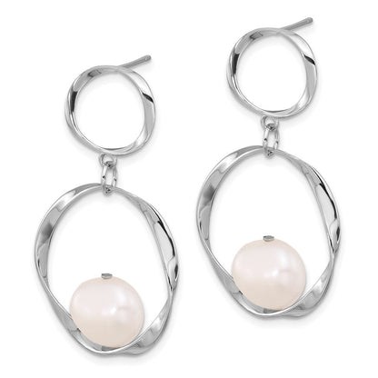 Sterlingsilber Rhodiniert 10-11mm Fwc Perle mit 1.75 Zoll Neck/earring Set