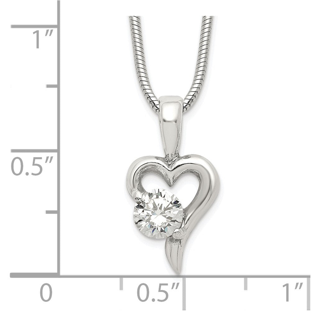 Sterlingsilber Zirkonia Herz Anhänger Halskette