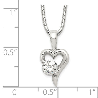 Sterlingsilber Zirkonia Herz Anhänger Halskette
