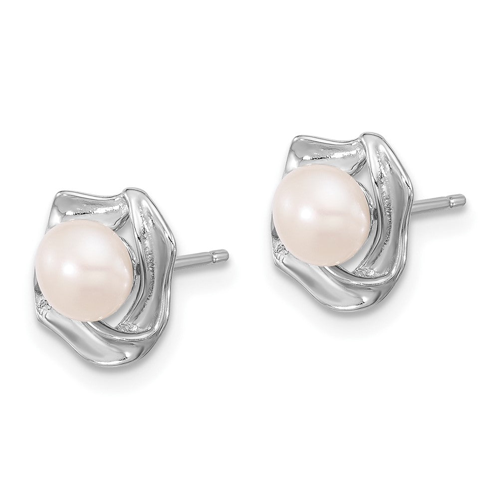 Sterlingsilber Rhodiniert 5-7mm Fwc Perle 18 Zoll Halskette/earring Set
