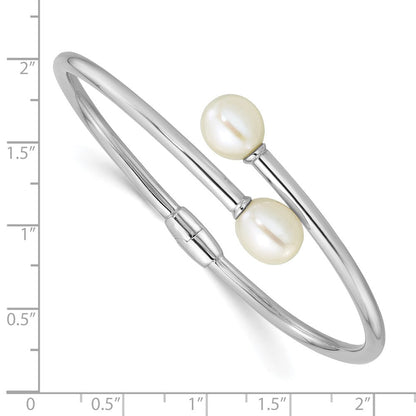 Sterlingsilber Rhodiniert 7-9mm Tropfen Fwc Perle Klappbar Armreif