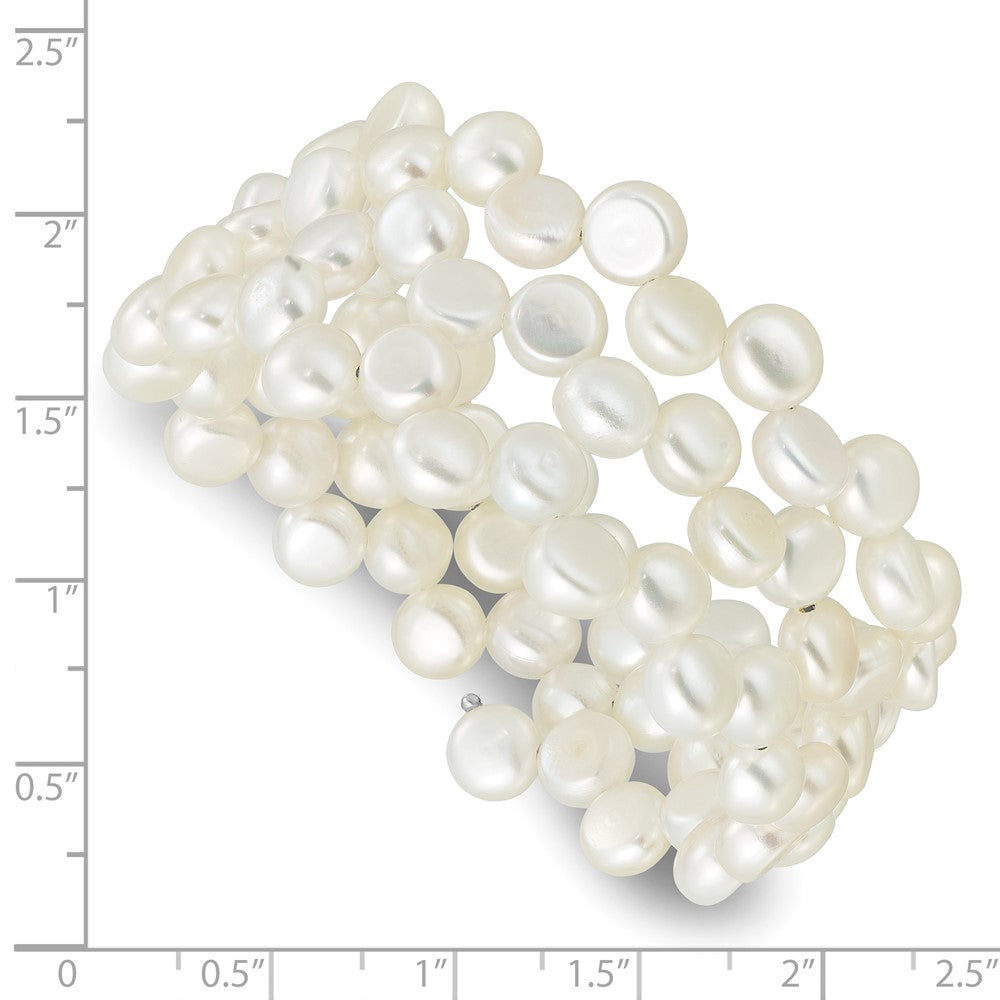 Sterlingsilber Rhodiniert 6-7mm Knopf Weiß Fwc Wickel Armband
