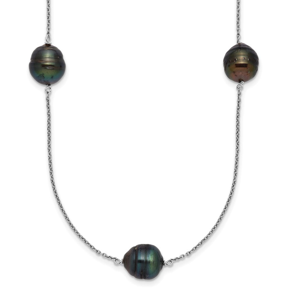 Sterlingsilber Rhodiniert 9-10mm Baroque 5 Stat Tahitian Salzwasser Perle Halskette