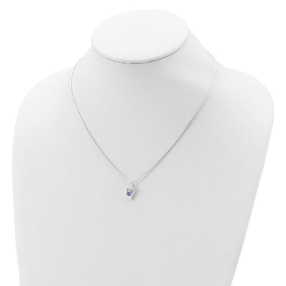 Sterlingsilber Lila Zirkonia Herz Halskette