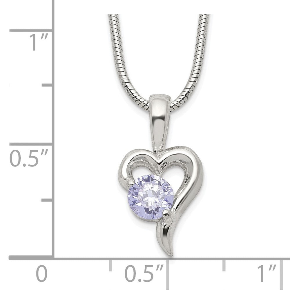 Sterlingsilber Lila Zirkonia Herz Halskette