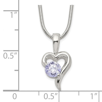 Sterlingsilber Lila Zirkonia Herz Halskette
