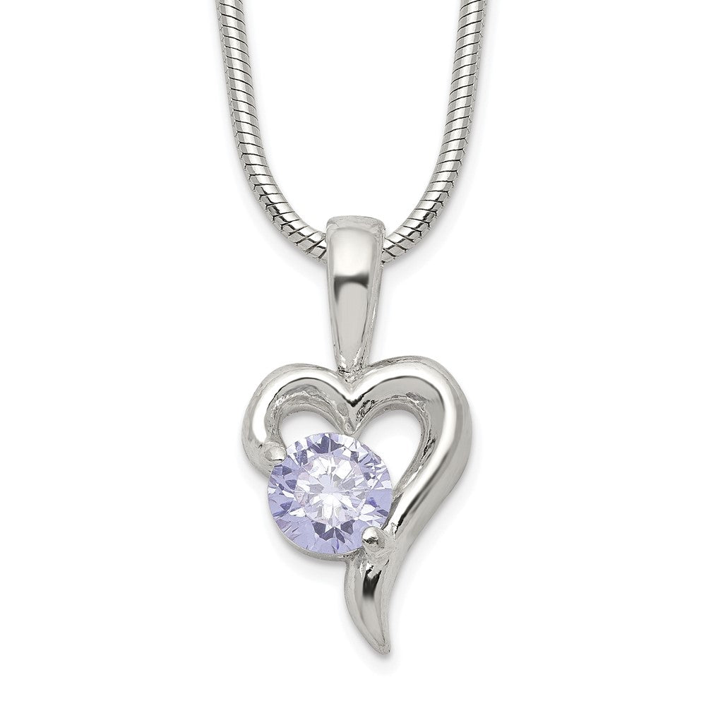 Sterlingsilber Lila Zirkonia Herz Halskette