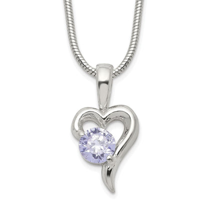 Sterlingsilber Lila Zirkonia Herz Halskette