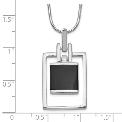 Sterlingsilber Rhodiniert Quadratisch Onyx Anhänger Halskette