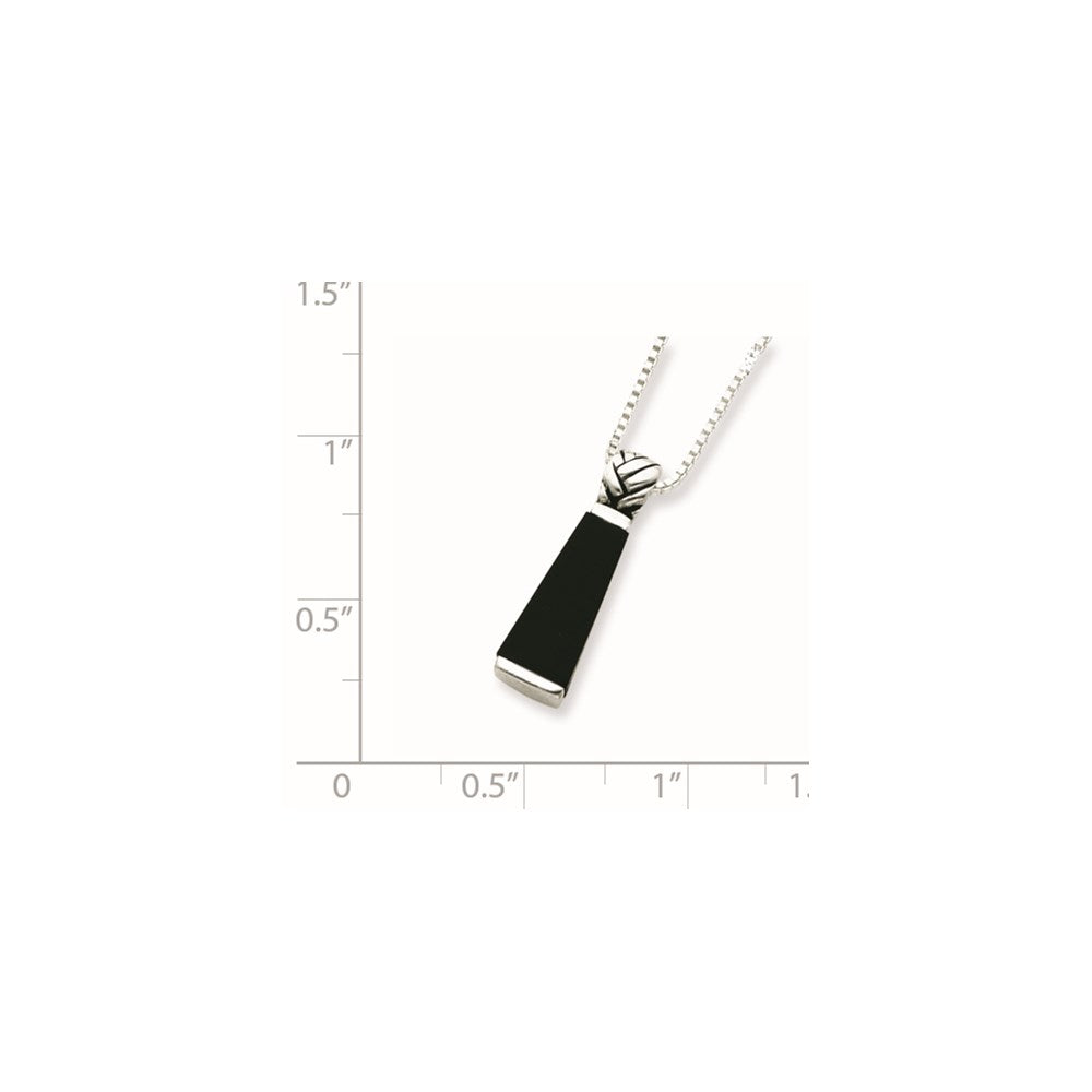 Sterlingsilber Rhodiniert Onyx Anhänger Halskette