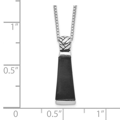 Sterlingsilber Rhodiniert Onyx Anhänger Halskette