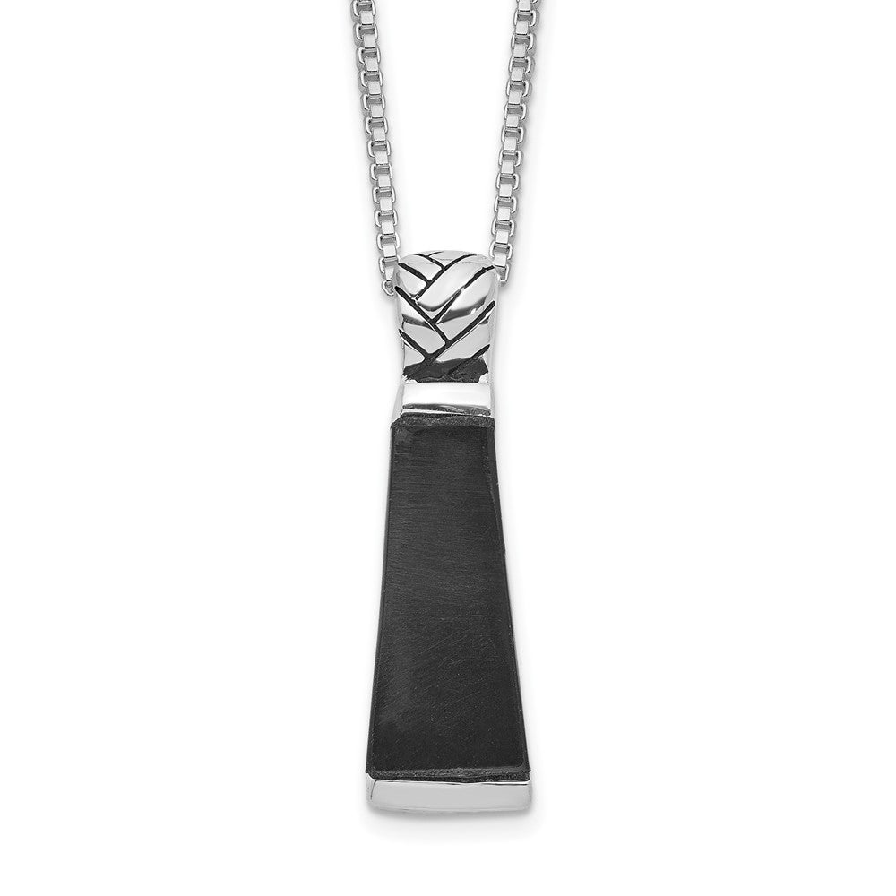 Sterlingsilber Rhodiniert Onyx Anhänger Halskette