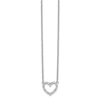 Sterlingsilber Rhodiniert Offen Herz Zirkonia 16 Zoll Halskette