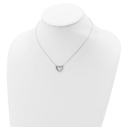 Sterlingsilber Rhodiniert Offen Herz Zirkonia 16 Zoll Halskette
