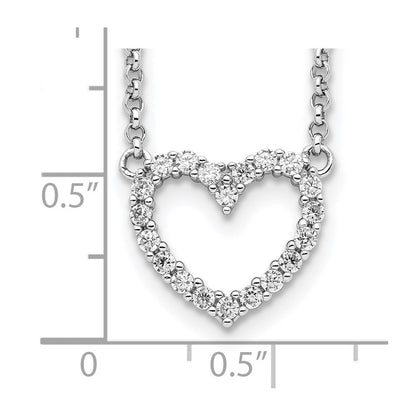 Sterlingsilber Rhodiniert Offen Herz Zirkonia 16 Zoll Halskette