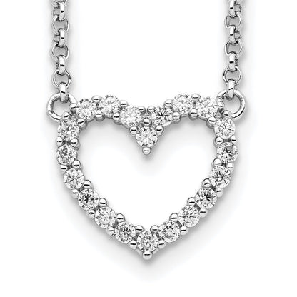 Sterlingsilber Rhodiniert Offen Herz Zirkonia 16 Zoll Halskette