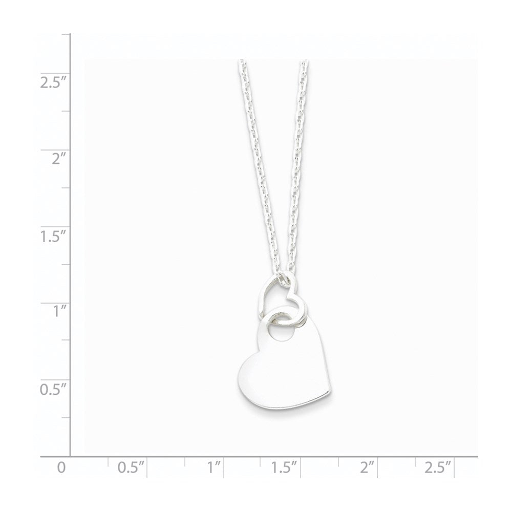 Sterlingsilber Offen Herz Holding A Hängend 16 Zoll Halskette