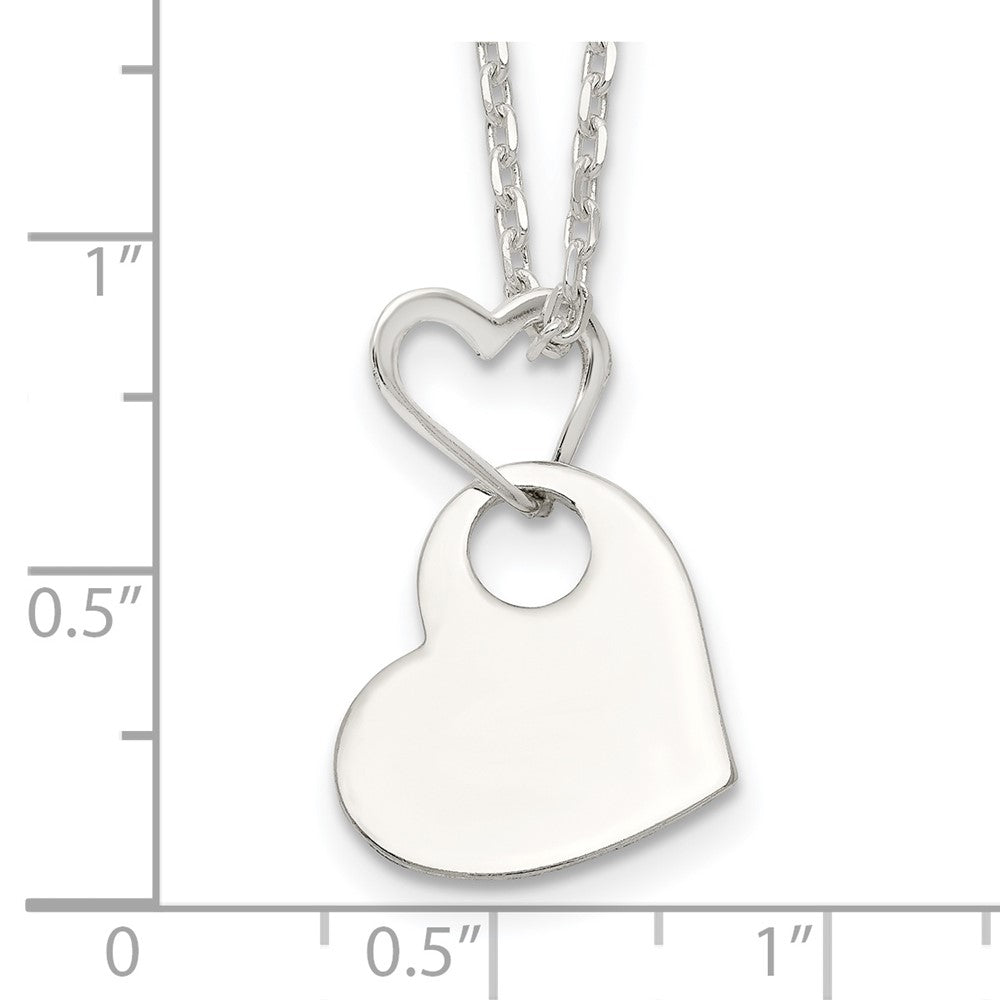 Sterlingsilber Offen Herz Holding A Hängend 16 Zoll Halskette