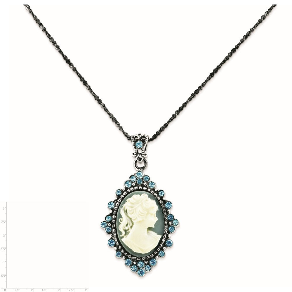 Sterlingsilber Antikisiert mit Kristall Resin Cameo 16 Zoll Halskette