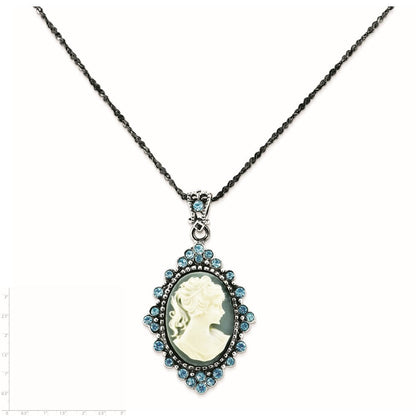 Sterlingsilber Antikisiert mit Kristall Resin Cameo 16 Zoll Halskette