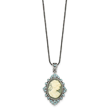 Sterlingsilber Antikisiert mit Kristall Resin Cameo 16 Zoll Halskette
