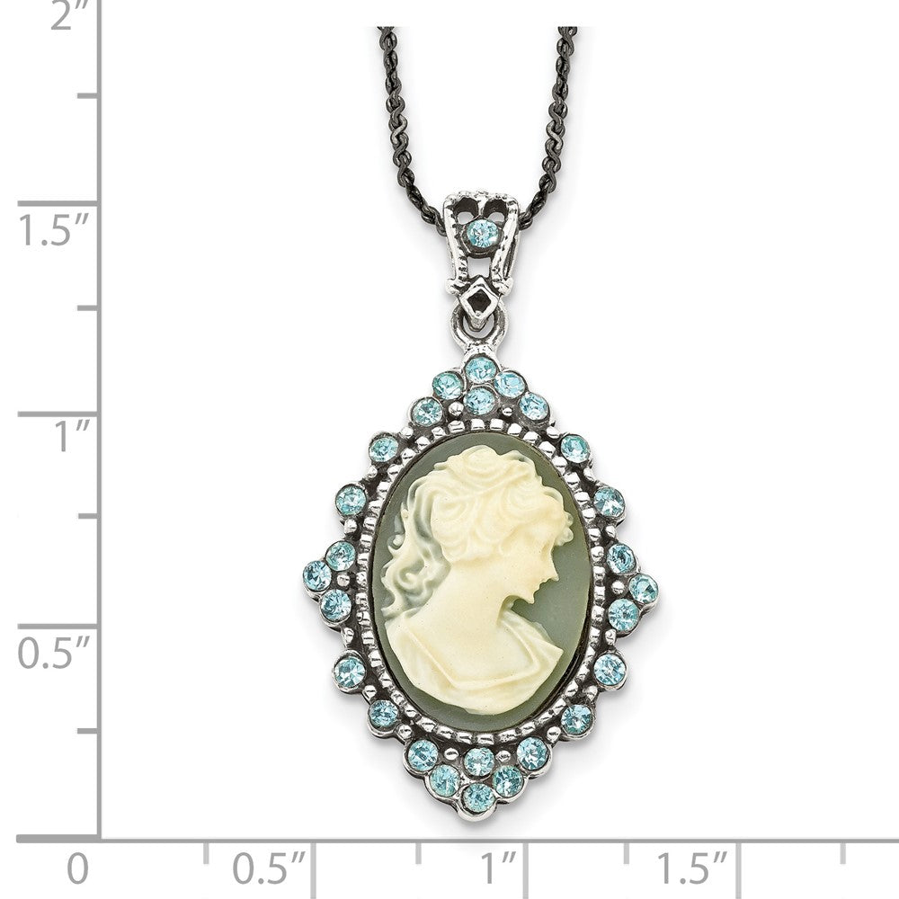 Sterlingsilber Antikisiert mit Kristall Resin Cameo 16 Zoll Halskette