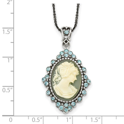 Sterlingsilber Antikisiert mit Kristall Resin Cameo 16 Zoll Halskette