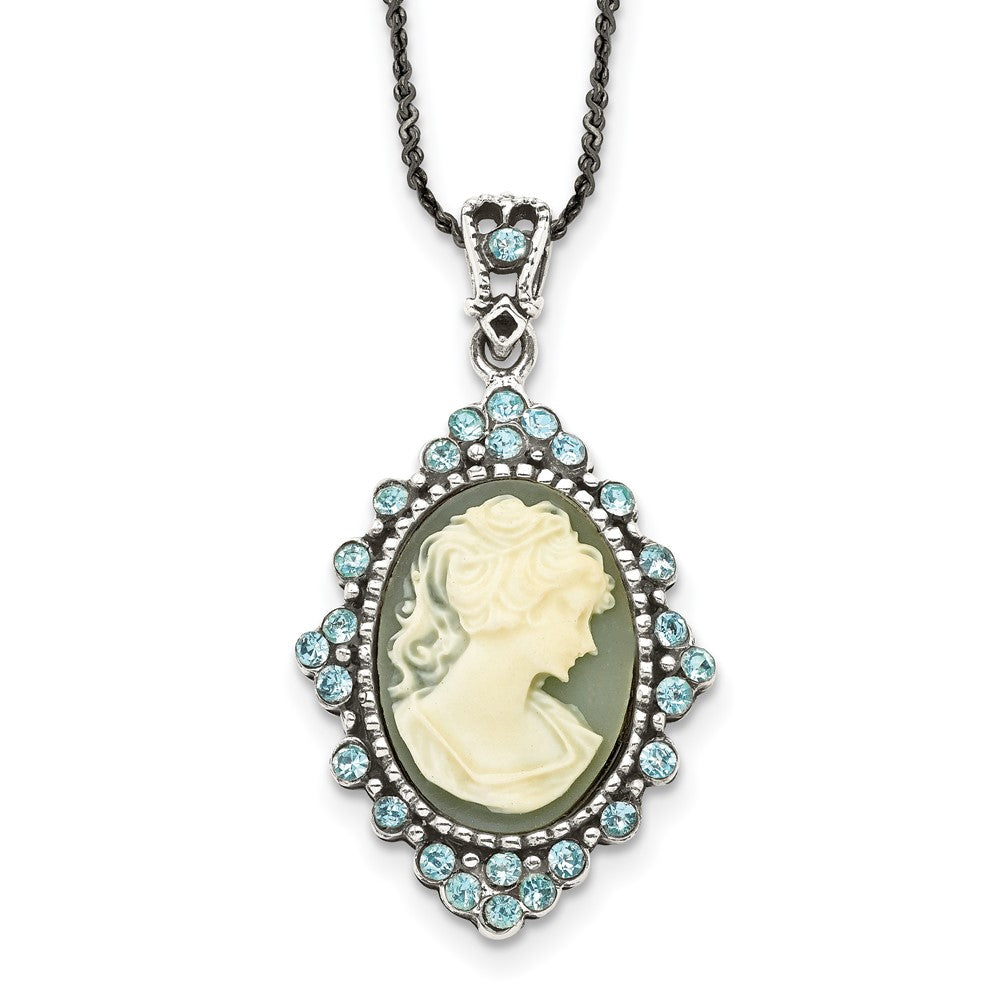 Sterlingsilber Antikisiert mit Kristall Resin Cameo 16 Zoll Halskette