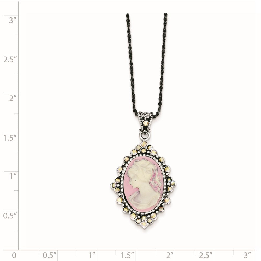 Sterlingsilber Antikisiert Rosa Resin Cameo mit Kristall Halskette
