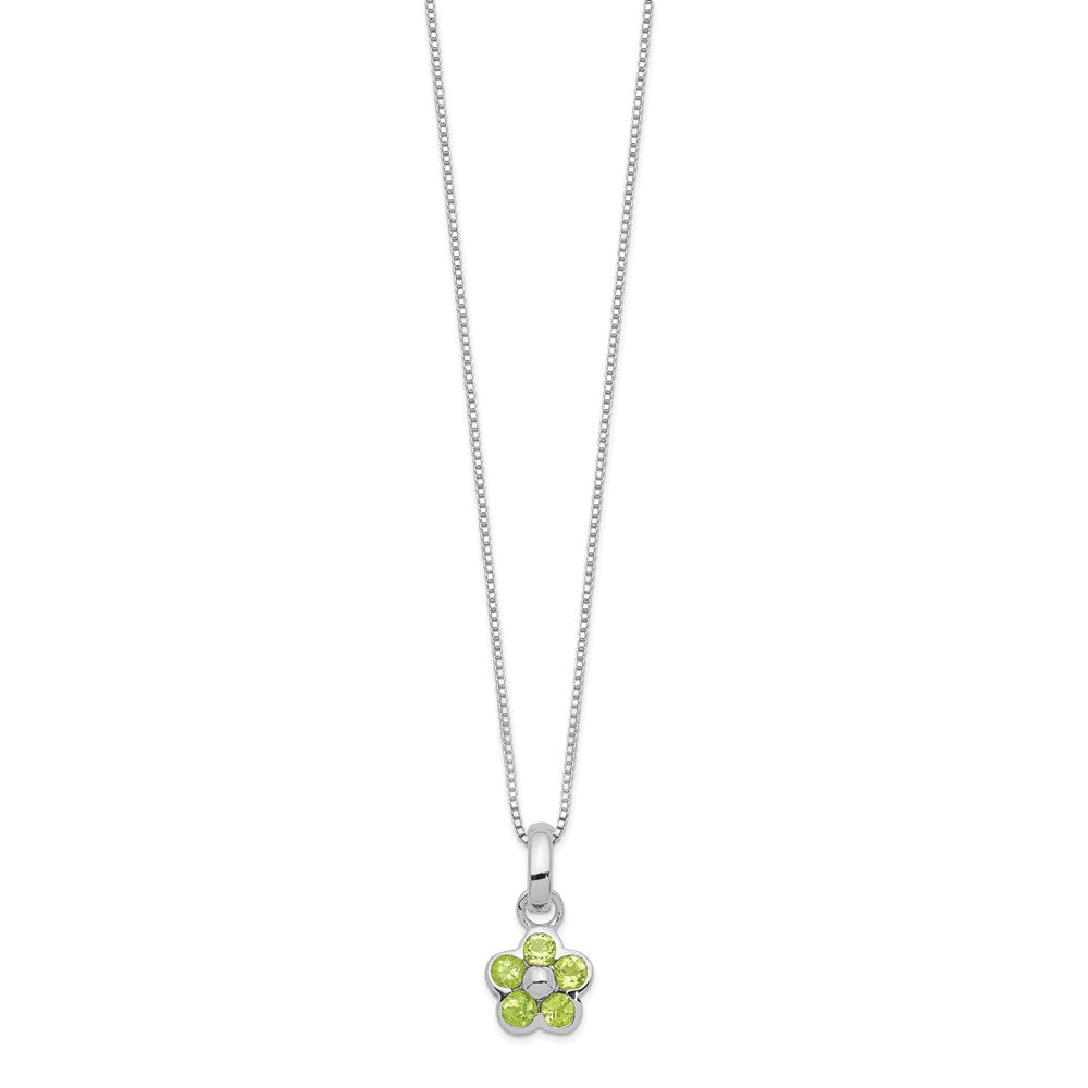 Sterlingsilber Peridot Blume Anhänger Halskette
