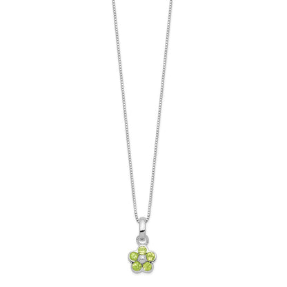 Sterlingsilber Peridot Blume Anhänger Halskette
