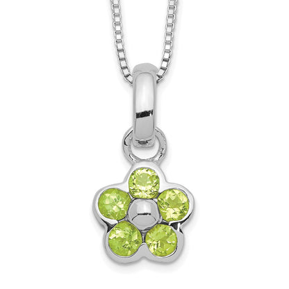 Sterlingsilber Peridot Blume Anhänger Halskette