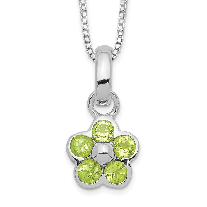 Sterlingsilber Peridot Blume Anhänger Halskette