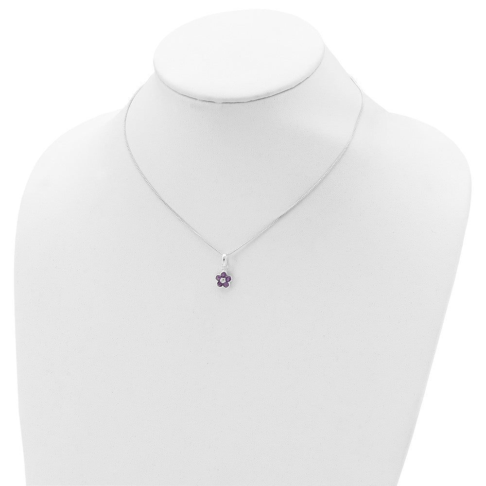 Sterlingsilber Amethyst Blume Anhänger Halskette
