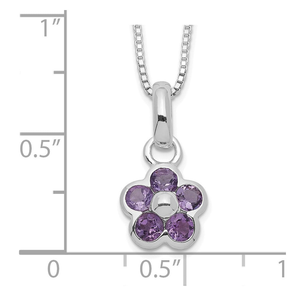 Sterlingsilber Amethyst Blume Anhänger Halskette