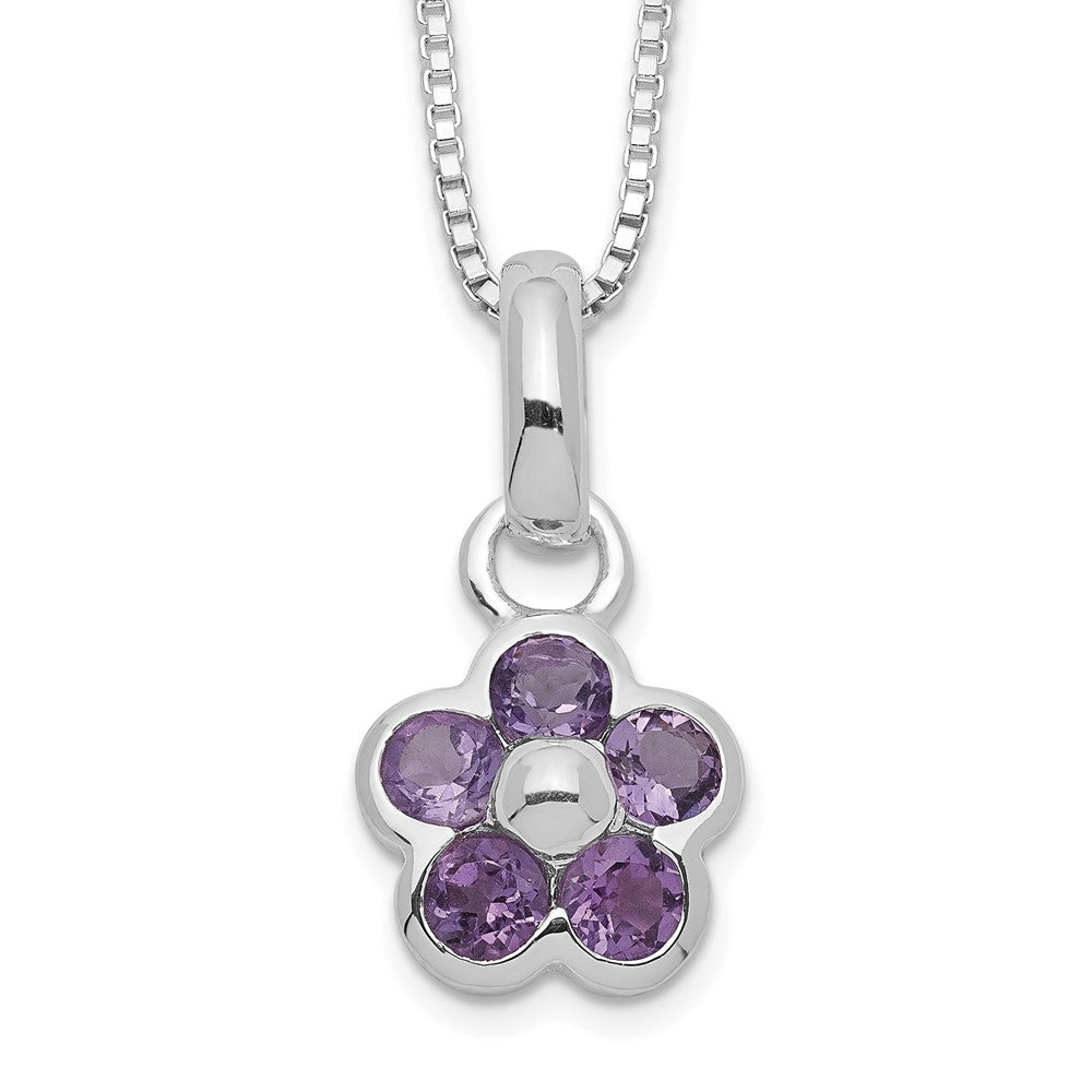 Sterlingsilber Amethyst Blume Anhänger Halskette