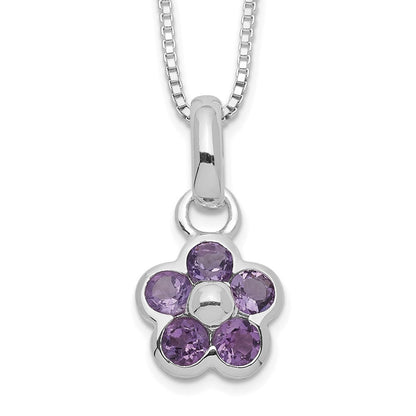 Sterlingsilber Amethyst Blume Anhänger Halskette