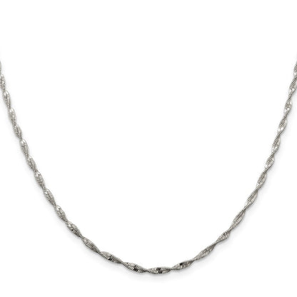 Sterlingsilber 2mm Gedreht Fischgrät Halskette