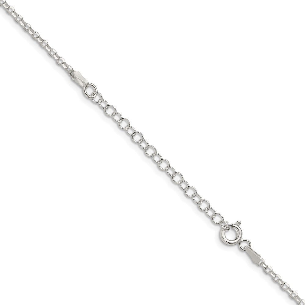 Sterlingsilber 2.2mm Diamantiert Ankerkette Kette mit 2 Zoll Verlängerung. Halskette
