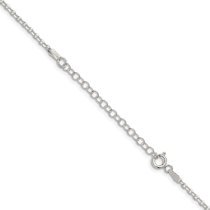 Sterlingsilber 2.2mm Diamantiert Ankerkette Kette mit 2 Zoll Verlängerung. Halskette