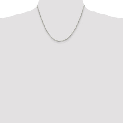 Sterlingsilber 2.6mm Diamantiert Ankerkette Kette mit 2 Zoll Verlängerung. Halskette