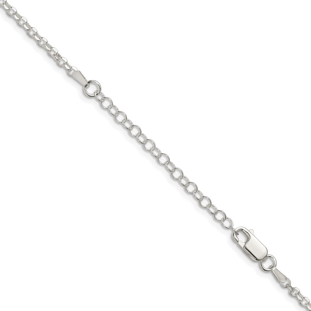 Sterlingsilber 2.6mm Diamantiert Ankerkette Kette mit 2 Zoll Verlängerung. Halskette