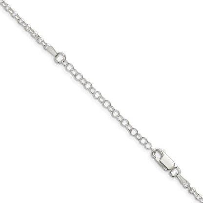 Sterlingsilber 2.6mm Diamantiert Ankerkette Kette mit 2 Zoll Verlängerung. Halskette