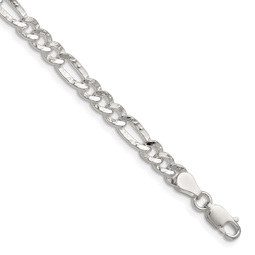 Sterlingsilber 4.75mm Gehämmert Figaro Halskette