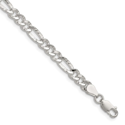 Sterlingsilber 4.75mm Gehämmert Figaro Halskette