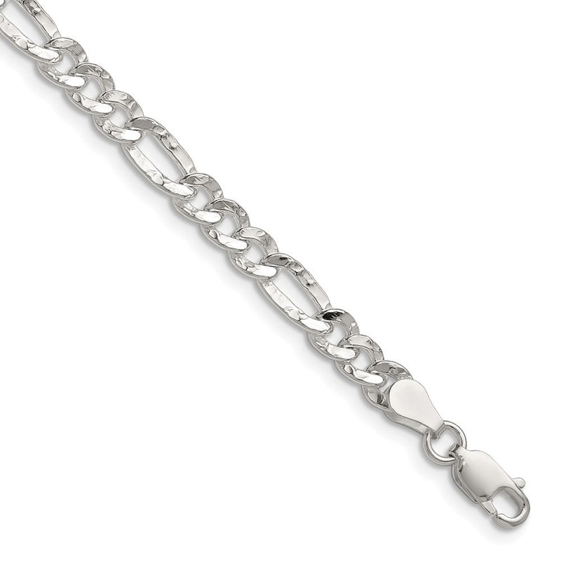 Sterlingsilber 4.75mm Gehämmert Figaro Halskette