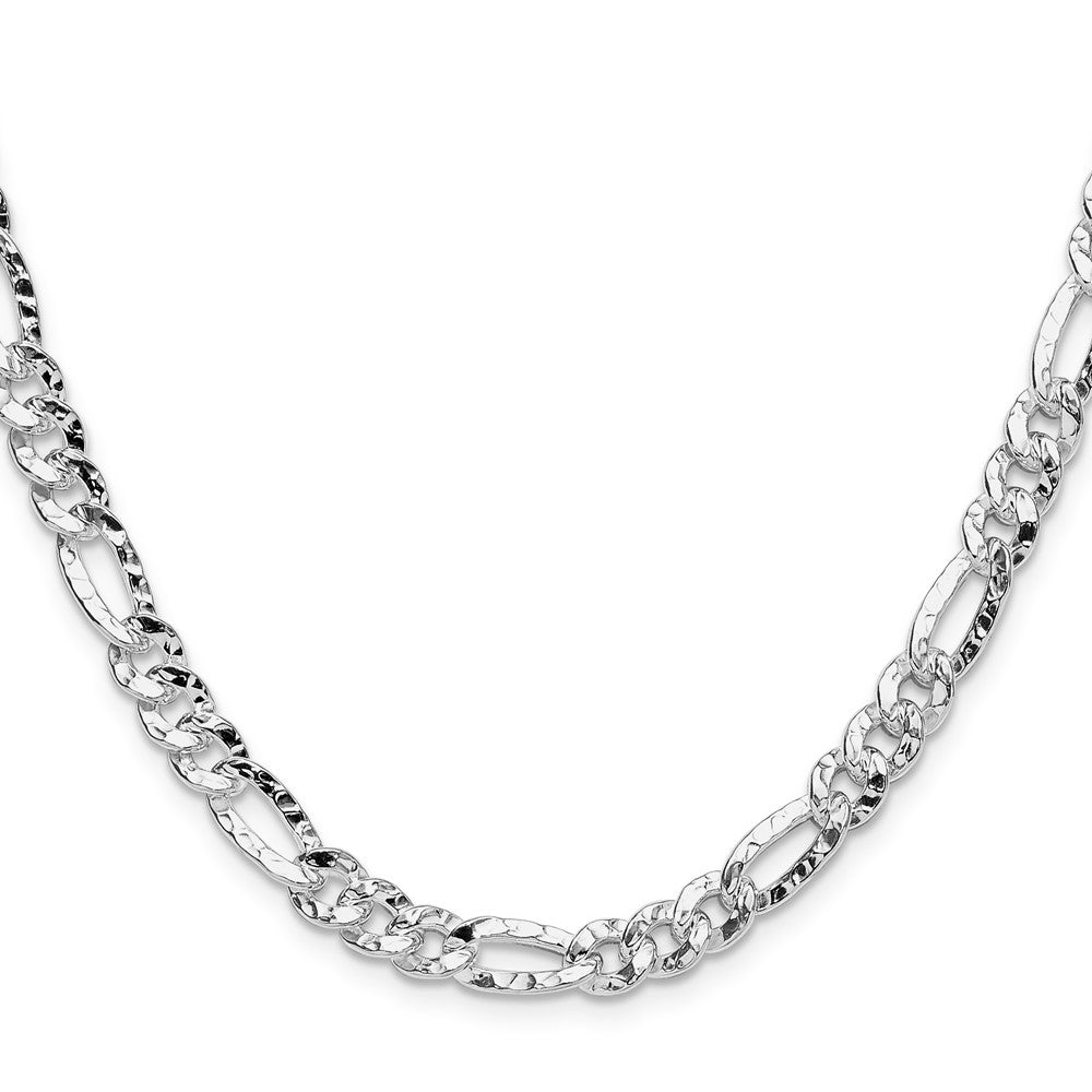 Sterlingsilber 6.3mm Gehämmert Figaro Halskette