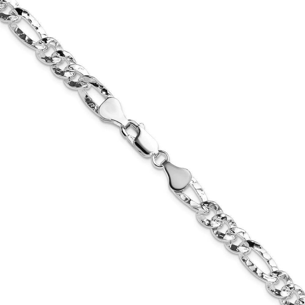 Sterlingsilber 6.3mm Gehämmert Figaro Halskette